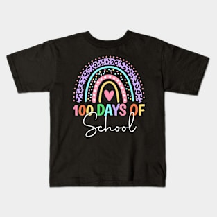 100 Days Of School Teacher Kids 100Th Day Of School Rainbow Kids T-Shirt